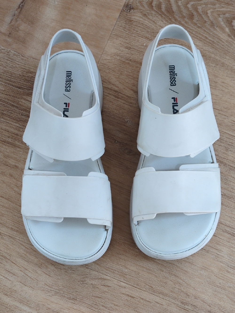 Melissa + Fila White Slingback Sandals